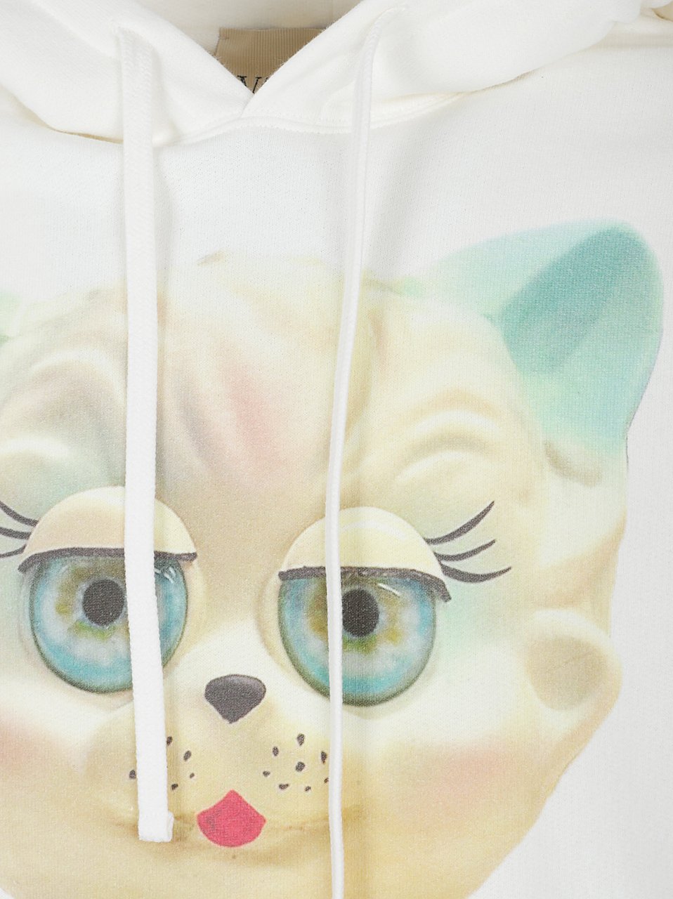 Valentino Garavani Le Chat de la Maison Print Cotton Hoodie Wit
