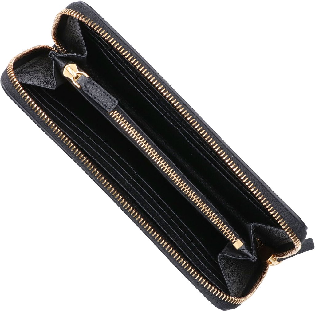 Valentino Garavani Black Vlogo Signature Zip Leather Wallet Zwart