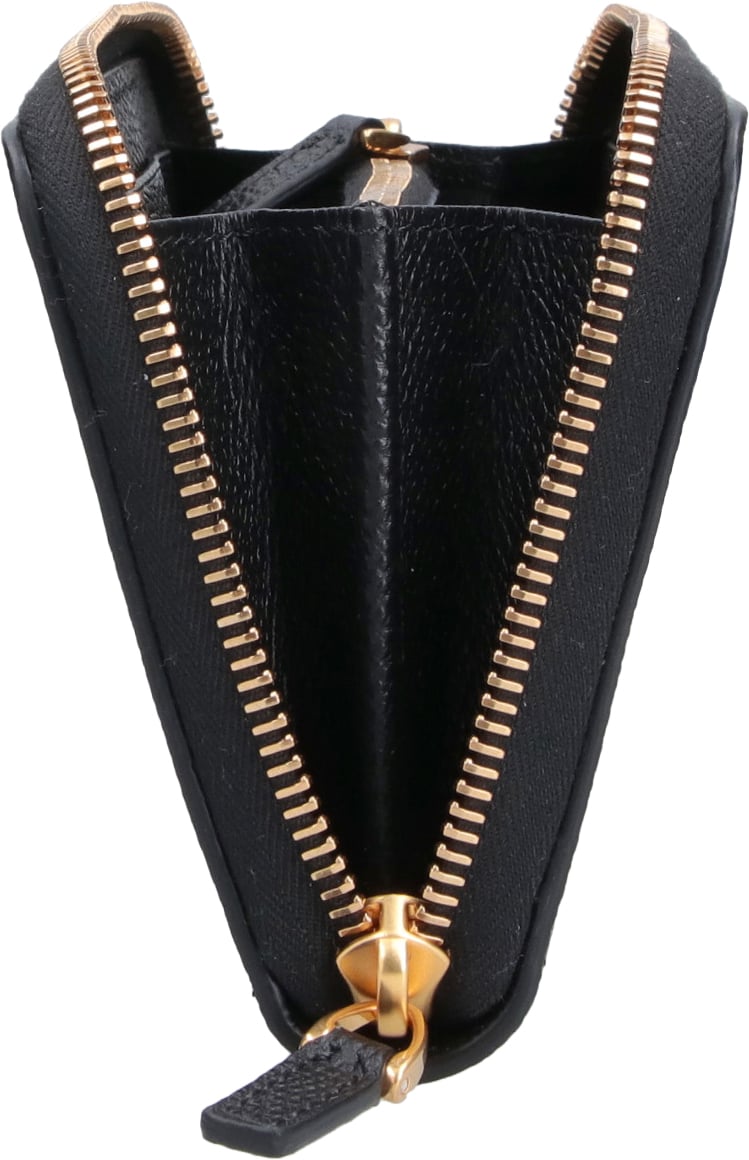 Valentino Garavani Black Vlogo Signature Zip Leather Wallet Zwart