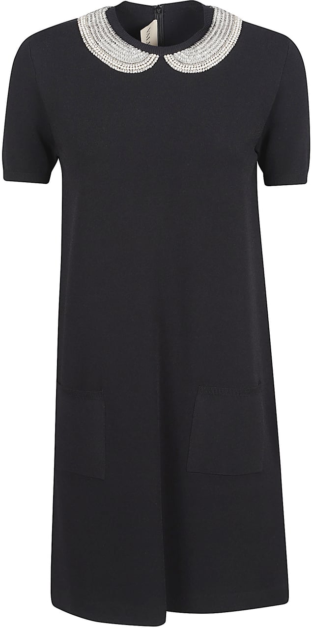 Valentino Garavani Embellished Collar Mini Dress Zwart
