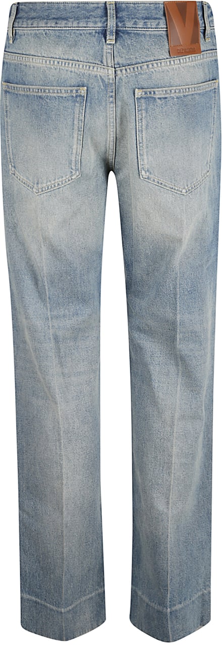 Valentino Garavani Stonewashed Denim Jeans With Central Ironed Pleats Grijs