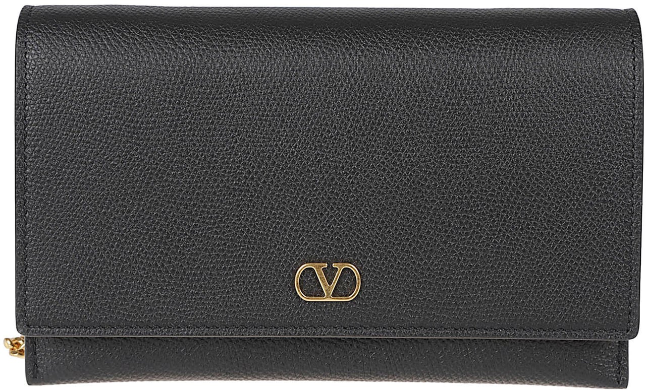 Valentino Garavani Textured Leather Clutch Zwart