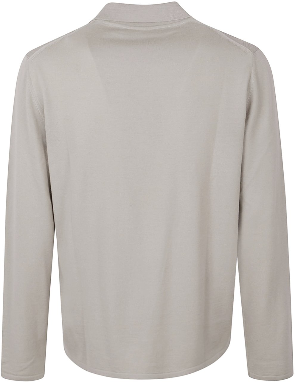 Valentino Garavani Long-Sleeve Polo Shirt with VLogo in Fine Virgin Wool Grijs