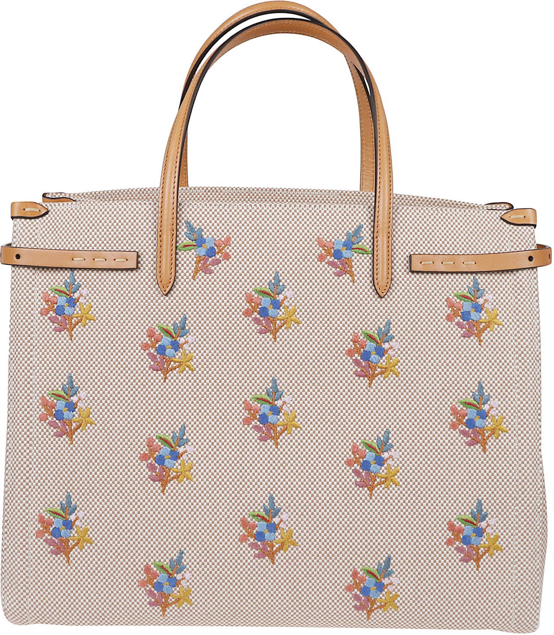Valentino Garavani Structured Floral-Embroidered Tote Bag Roze