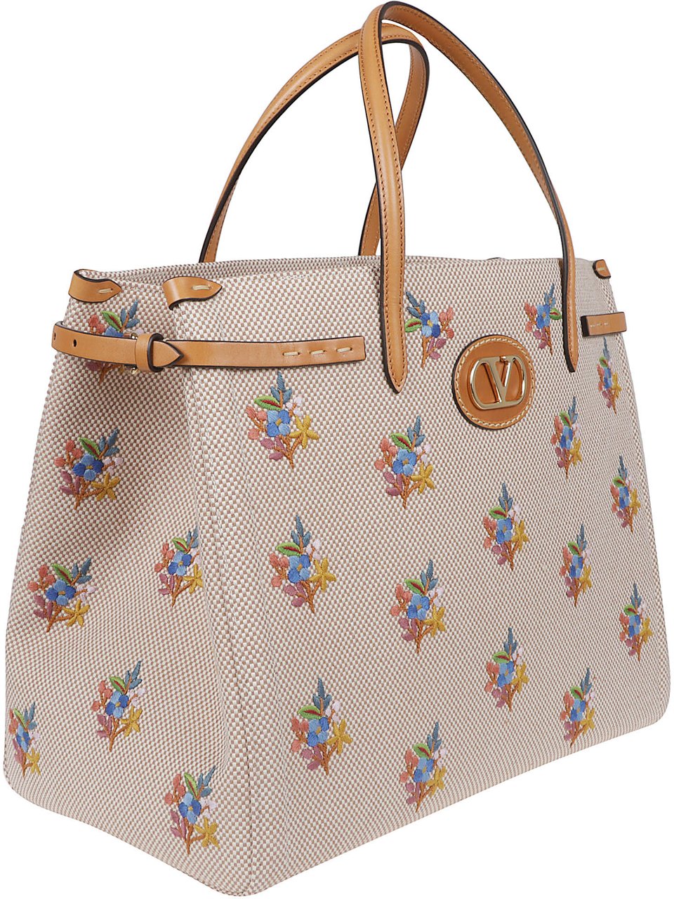 Valentino Garavani Structured Floral-Embroidered Tote Bag Roze