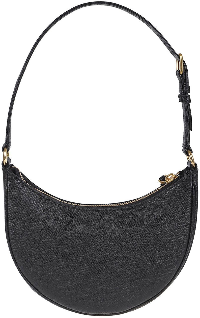 Valentino Garavani Grainy Calfskin Mini Hobo Bag with Antique Brass Hardware Zwart