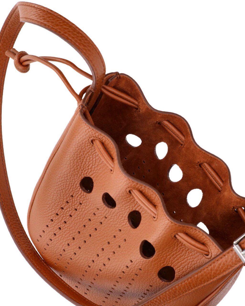 Valentino Garavani Brown VLogo Signature Perforated Leather Pouch Bruin