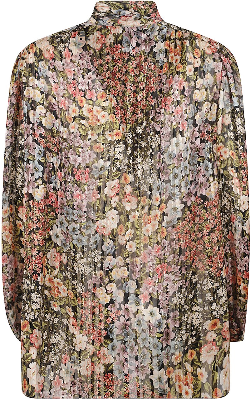 Valentino Garavani Pastel Floral Pattern Silk Blouse Bruin