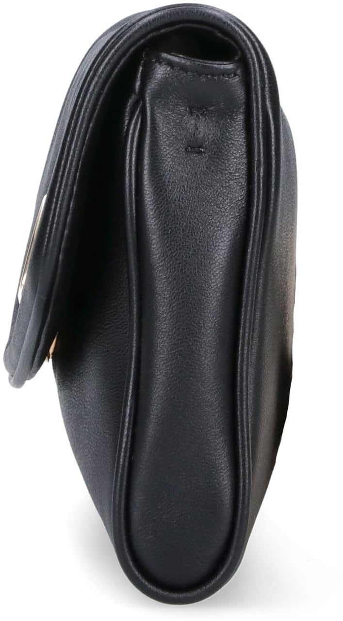 Valentino Garavani Black Structured Gold Emblem Leather Bag Zwart