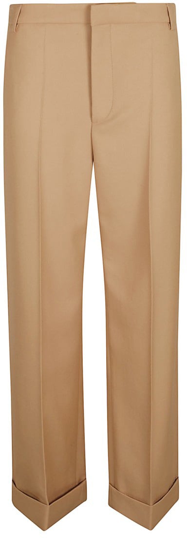 Valentino Garavani Tailored Trousers With Cuffed Hem Bruin