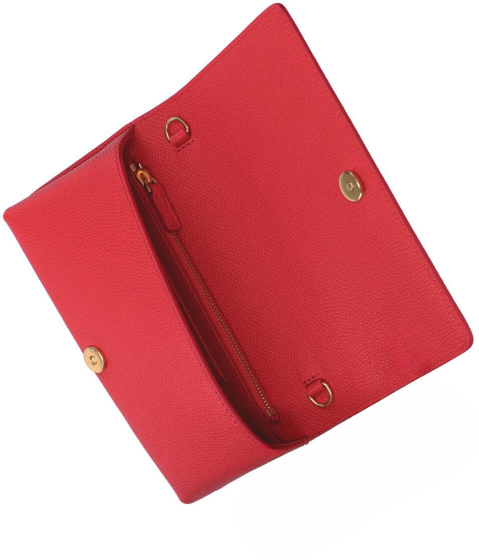 Valentino Garavani Red VLogo Signature Leather Chain Wallet Rood