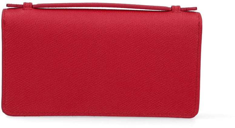 Valentino Garavani Red VLogo Signature Leather Chain Wallet Rood