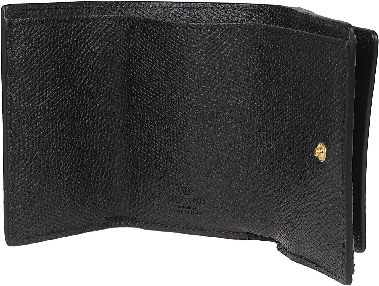 Valentino Garavani Textured Calf Leather Wallet Zwart