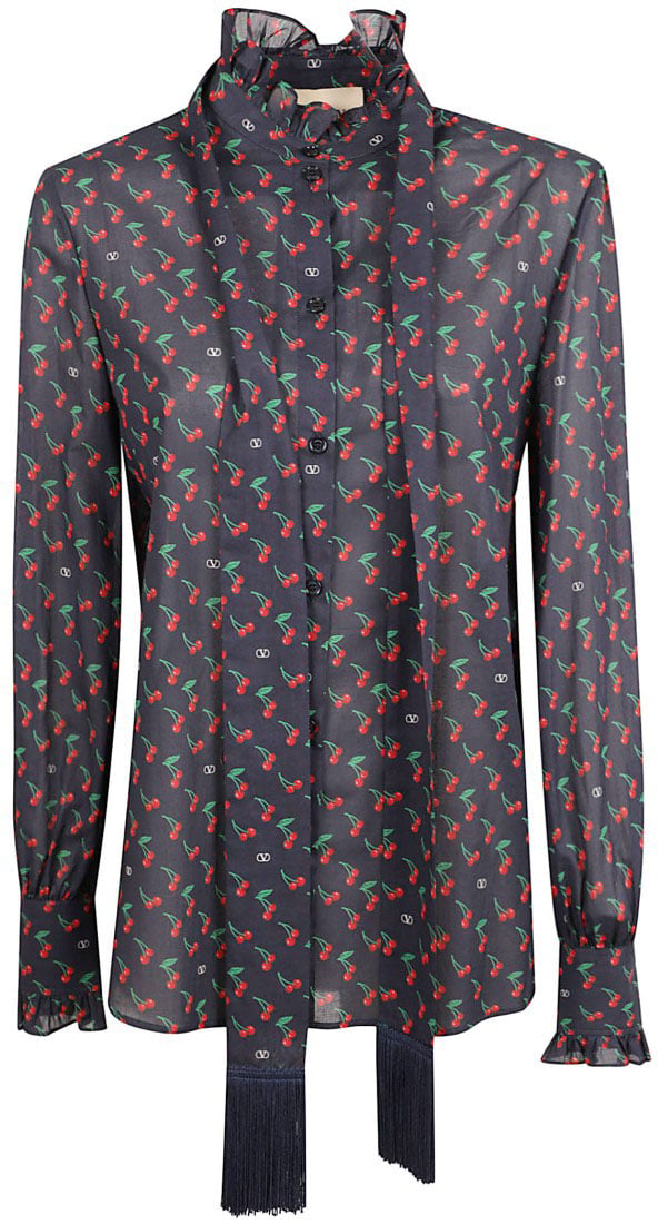 Valentino Garavani Cherry Print Shirt Grijs