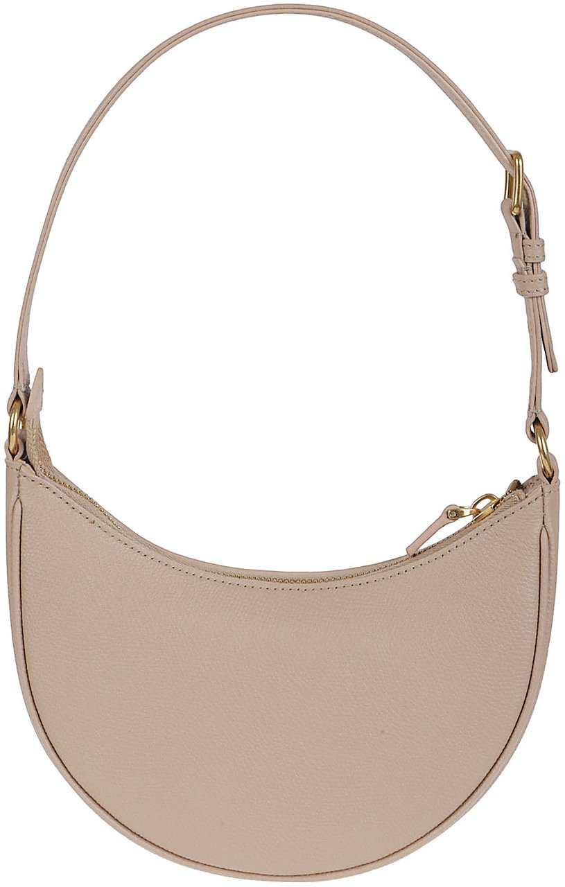 Valentino Garavani Grainy Calfskin Mini Hobo Bag with Antique Brass Hardware Neutraal