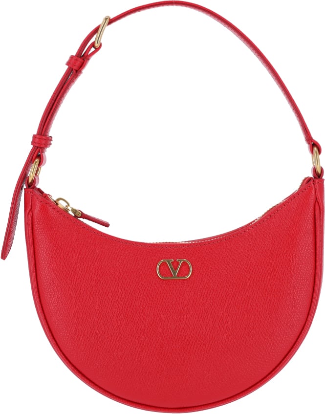 Valentino Garavani Red Leather"Vlogo Signature" Mini Hobo Bag Rood