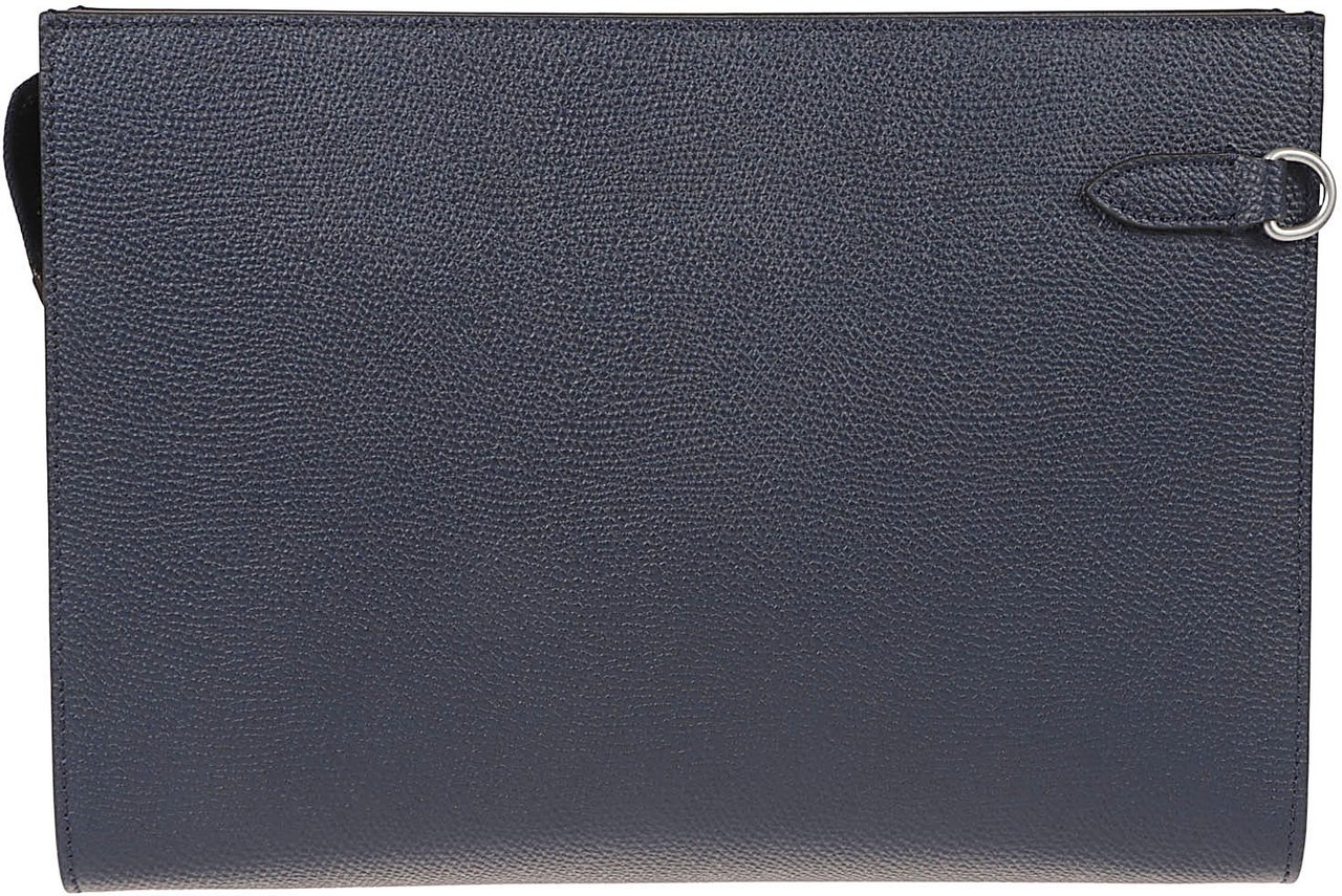 Valentino Garavani Textured Calf Leather Pouch Grijs