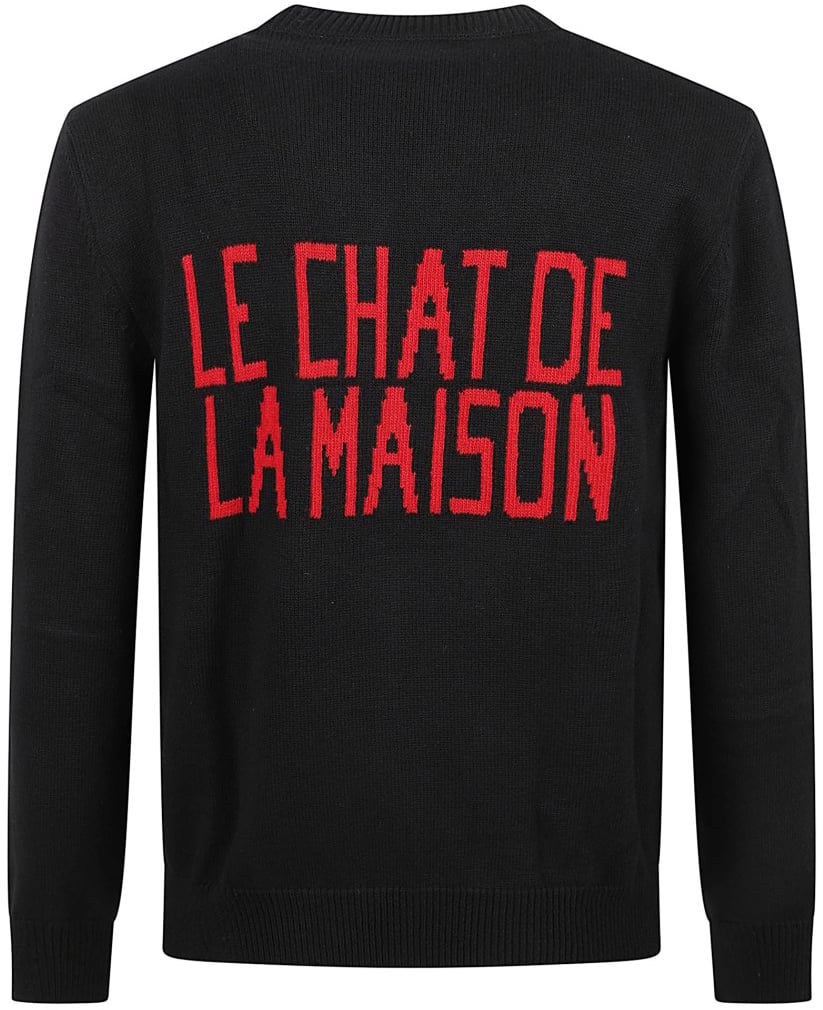 Valentino Garavani Ribbed Black Cotton-Wool Sweater Zwart