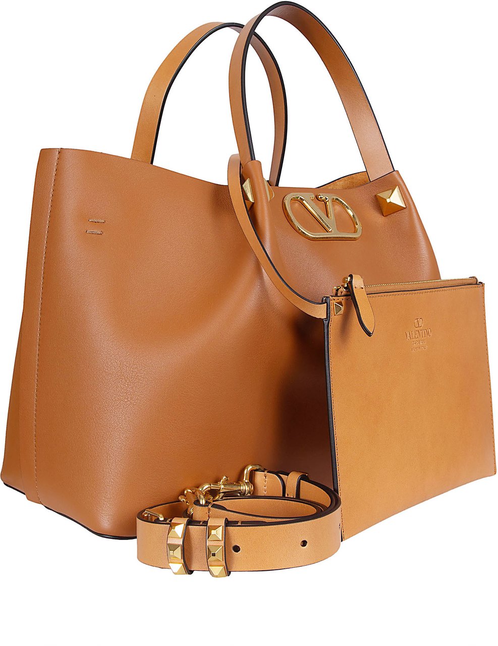 Valentino Garavani Structured Shopping Bag with VLogo Signature Detail Oranje