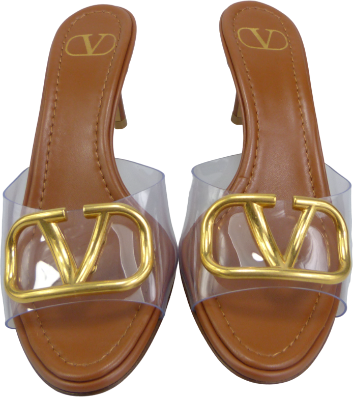 Valentino Garavani Sandalo Slide V Logo Bruin