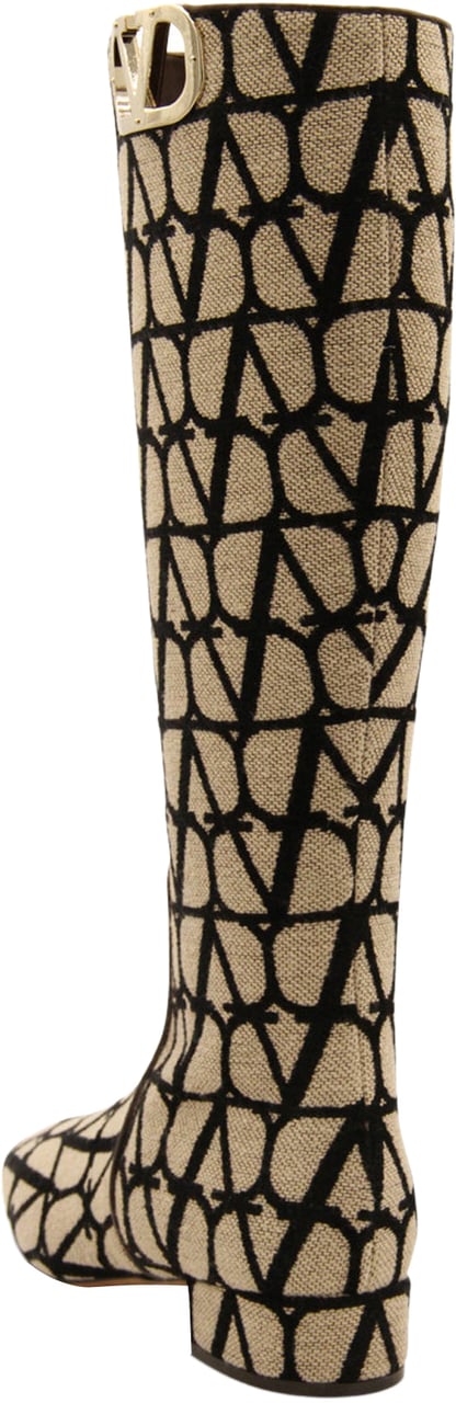 Valentino Garavani Valentino Garavani Canvas Logo Boots Beige