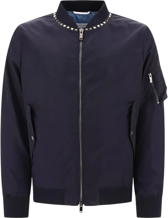 Valentino Garavani Giubbotto bomber con cerniera Rockstud Blauw