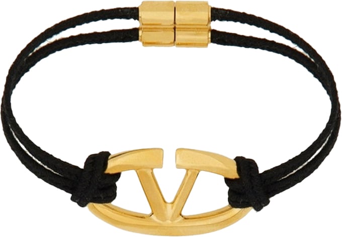 Valentino Garavani Valentino Garavani V-Logo Cotton Bracelet Zwart