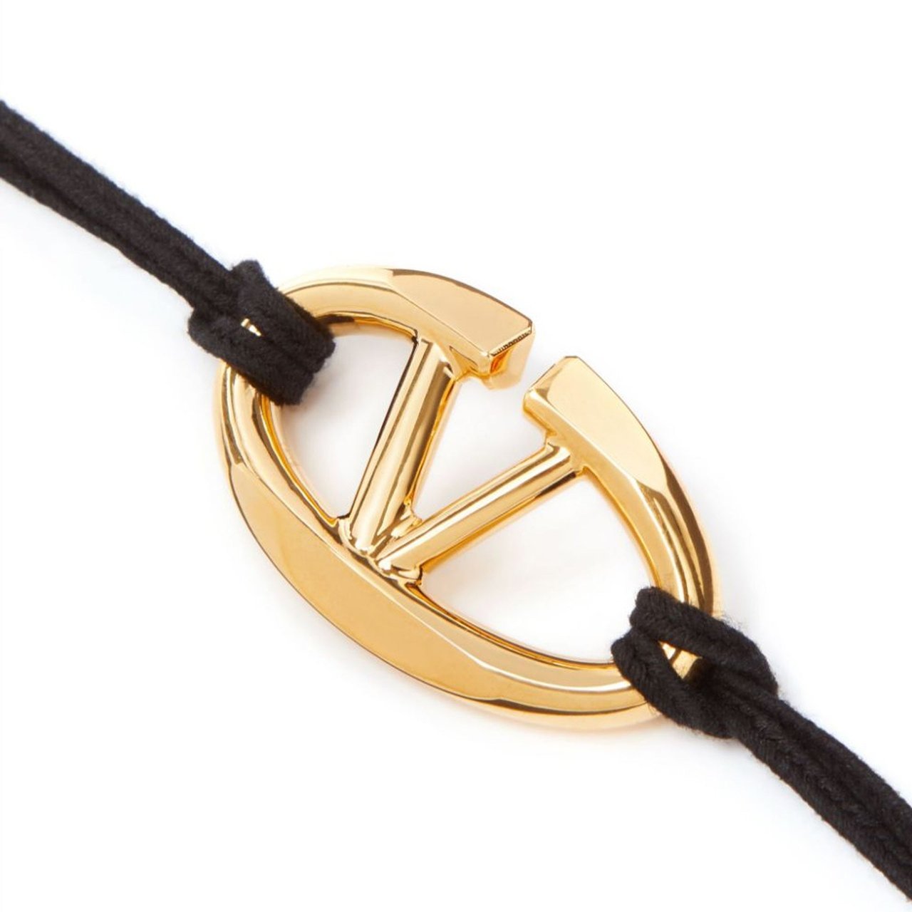 Valentino Garavani Valentino Garavani V-Logo Cotton Bracelet Zwart