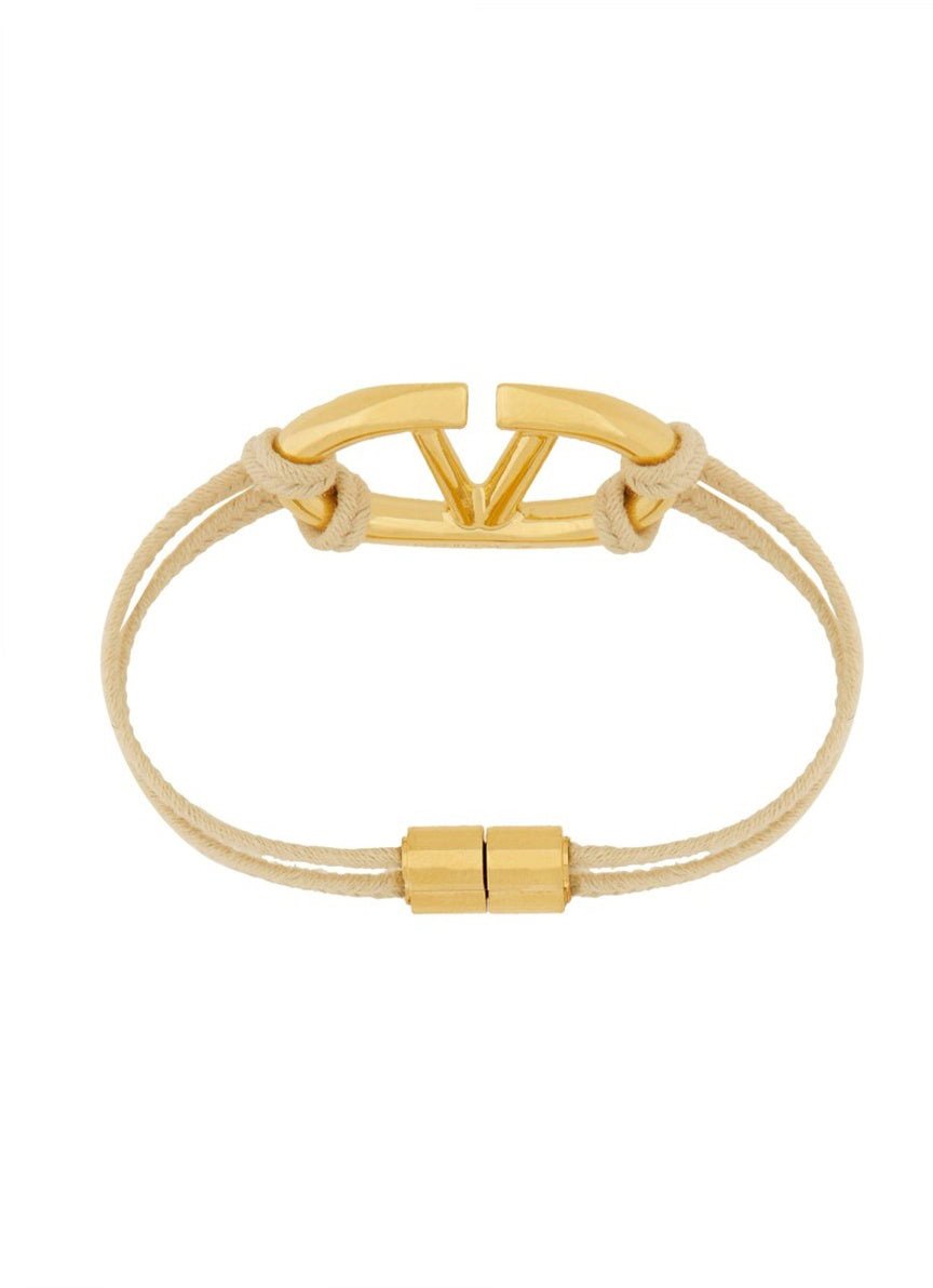 Valentino Garavani Valentino Garavani VLogo Cotton Bracelet Beige