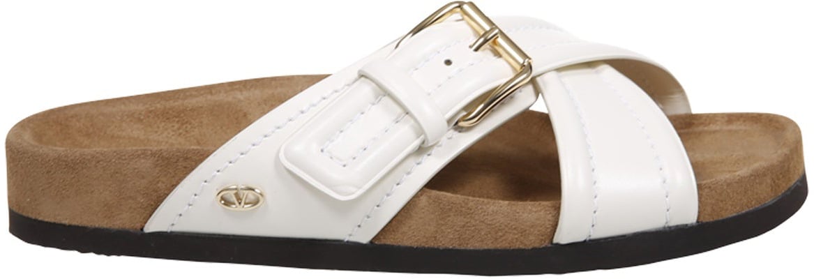 Valentino Garavani Valentino Garavani Leather Flat Sandals Wit