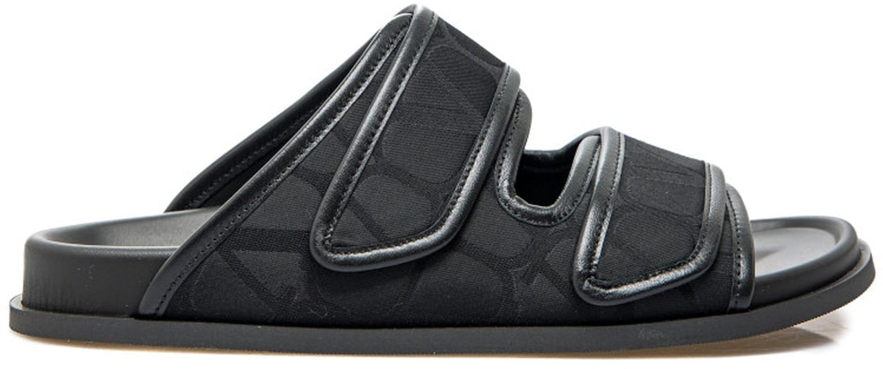 Valentino Garavani Valentino Garavani Toile Iconographe Flat Sandals Zwart