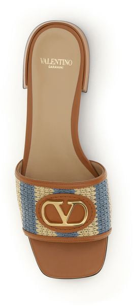 Valentino Garavani Multicolor Viscose Flat Sandals Beige