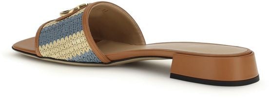 Valentino Garavani Multicolor Viscose Flat Sandals Beige