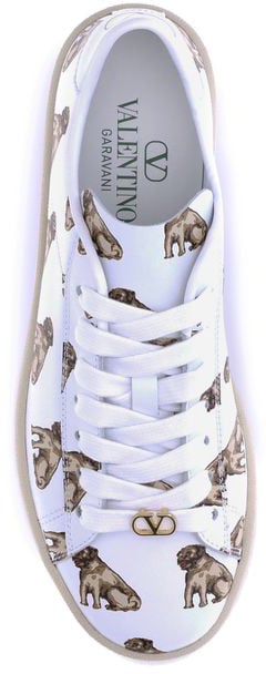 Valentino Garavani White Calf Leather Bos Taurus Low Top Sneakers Wit