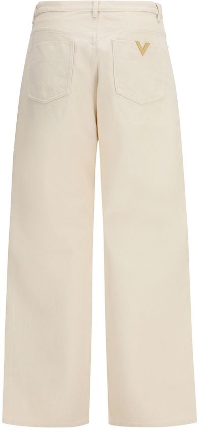 Valentino Garavani Beige Cotton Casual Pants Beige