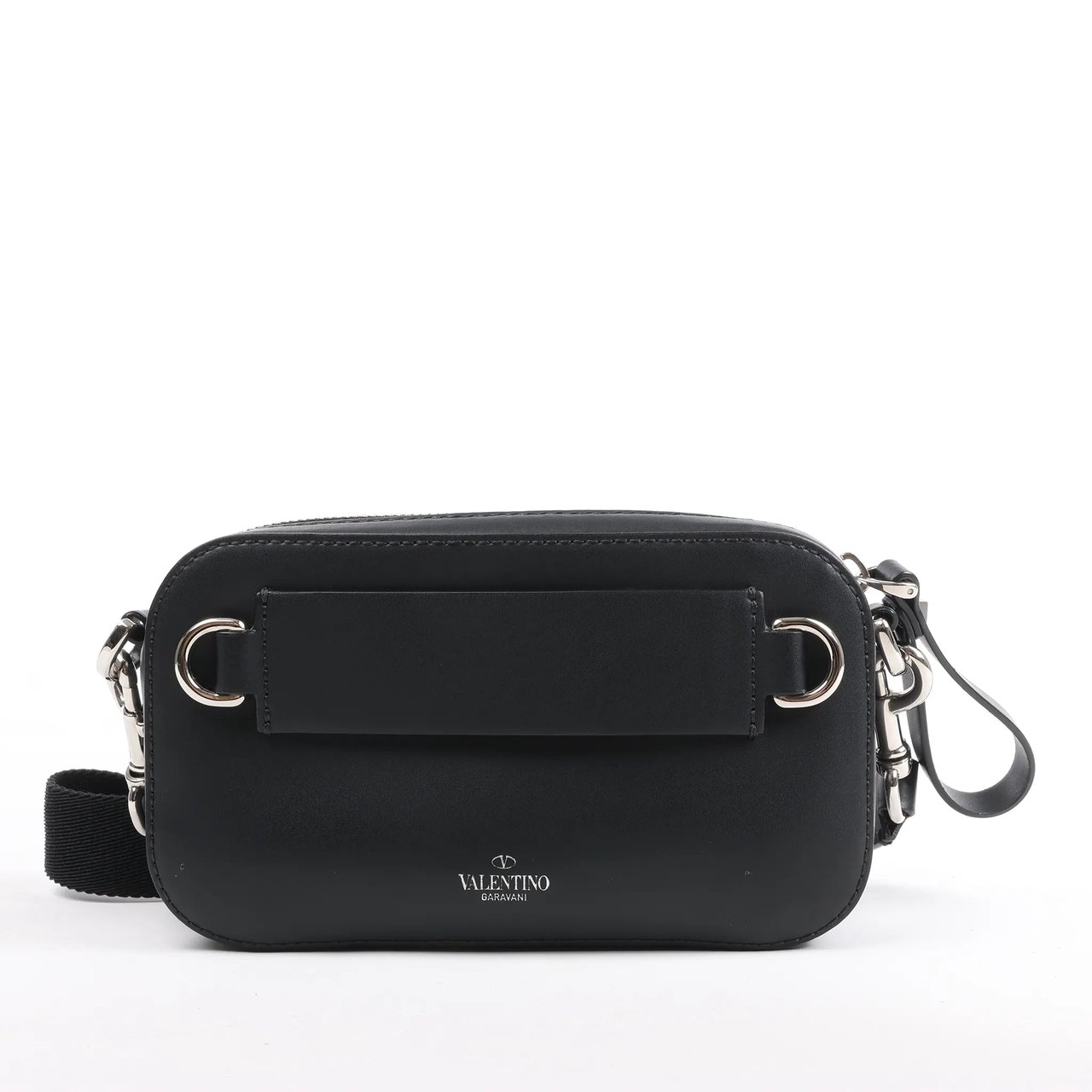 Valentino Garavani Valentino Garavani VLTN Leather Shoulder Bag in Black Zwart