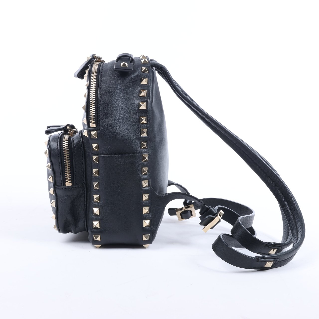 Valentino Garavani Valentino Garavani Rockstud Leather Backpack in Black Zwart
