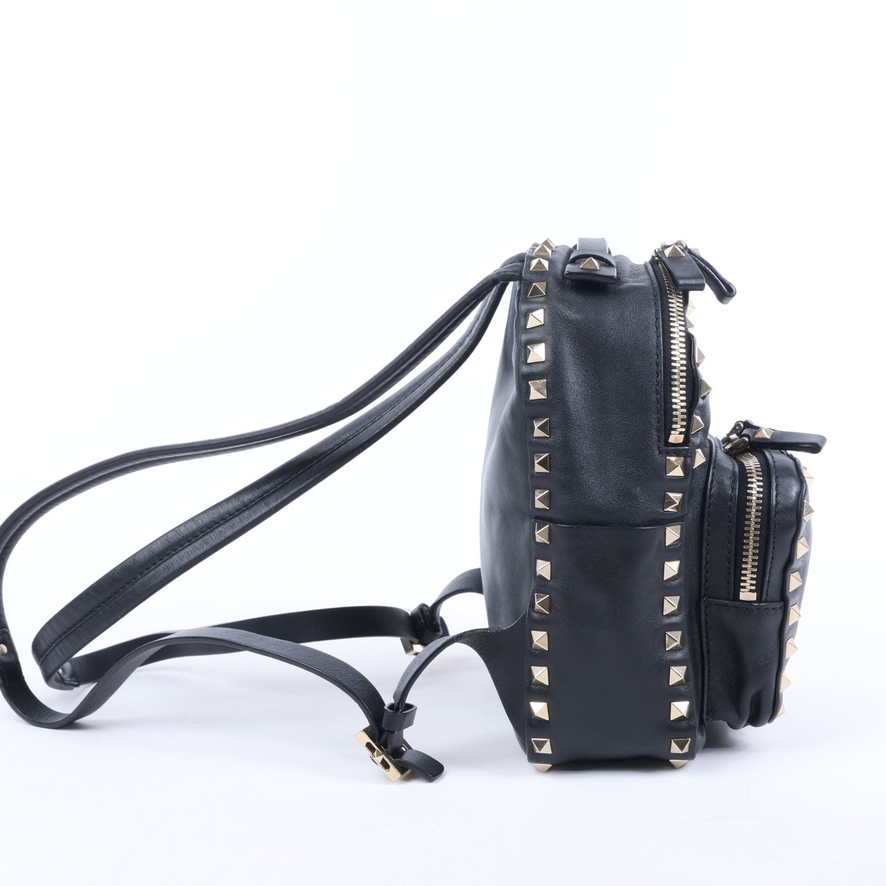 Valentino Garavani Valentino Garavani Rockstud Leather Backpack in Black Zwart