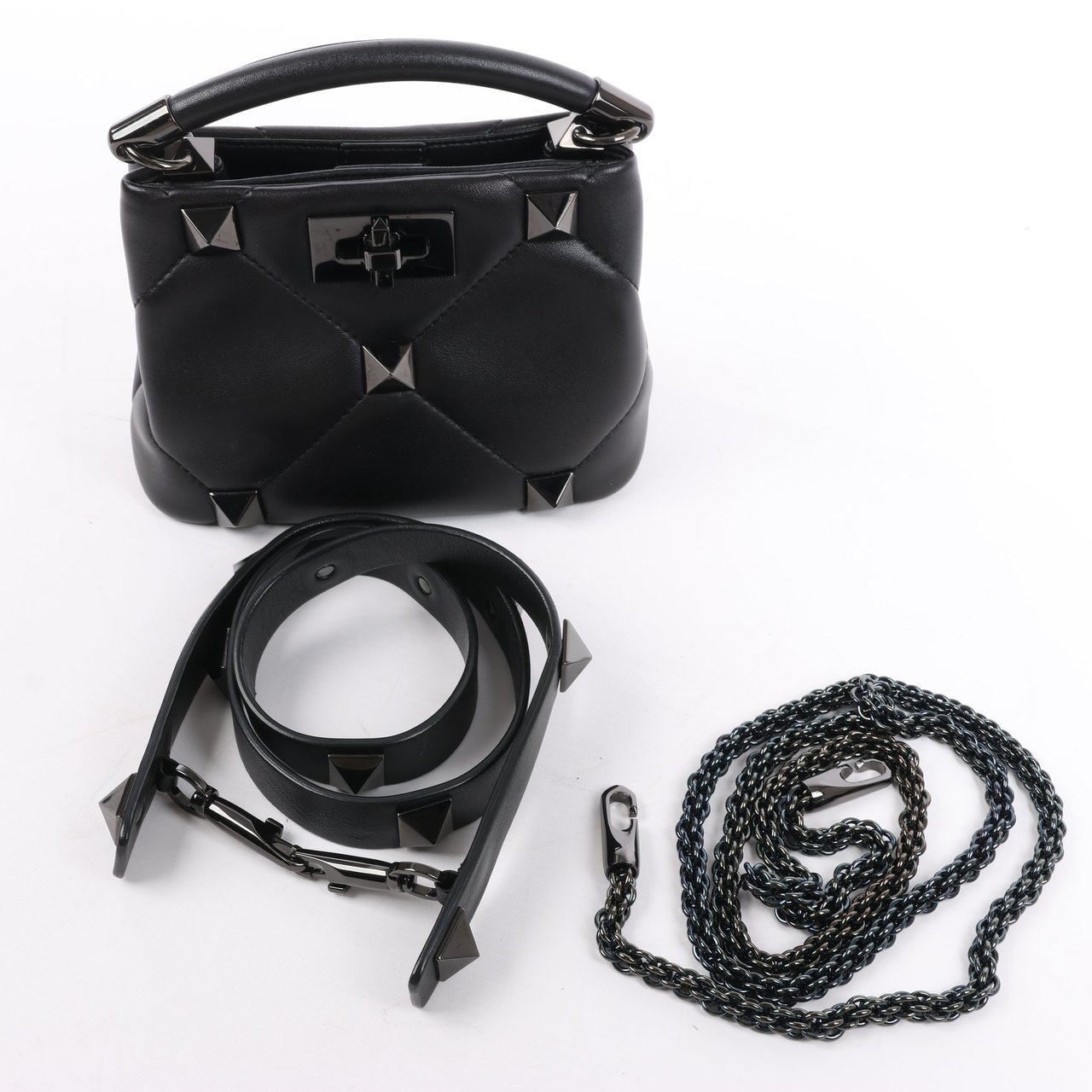 Valentino Garavani Valentino Garavani Roman Studs Leather 3-way Shoulder Bag in Black Zwart