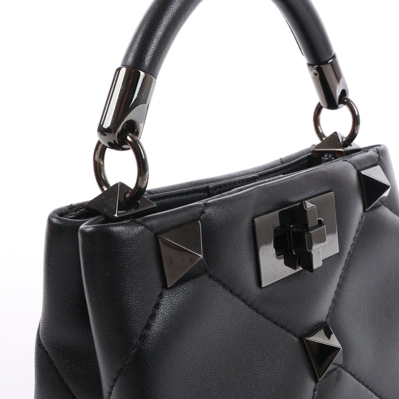 Valentino Garavani Valentino Garavani Roman Studs Leather 3-way Shoulder Bag in Black Zwart