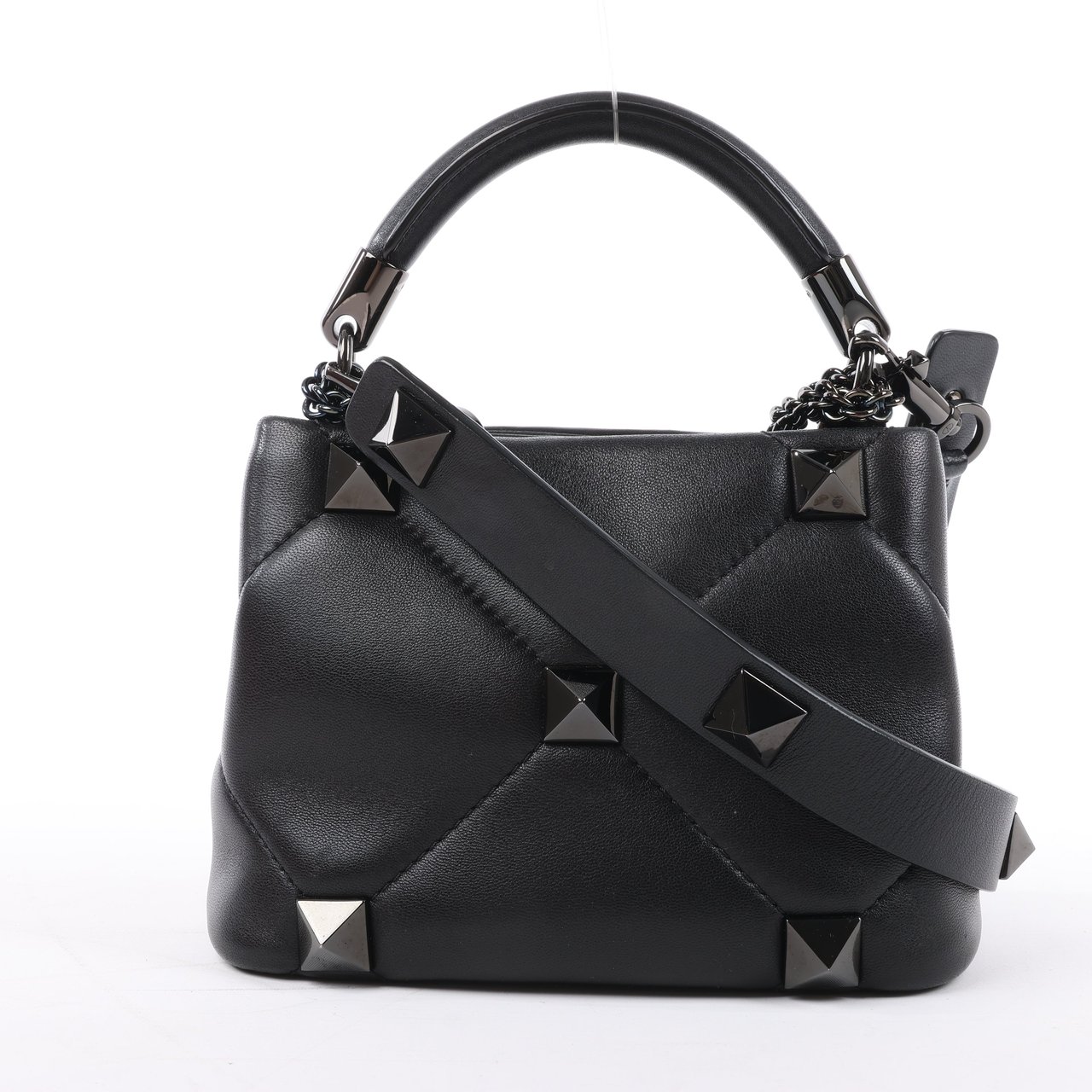Valentino Garavani Valentino Garavani Roman Studs Leather 3-way Shoulder Bag in Black Zwart