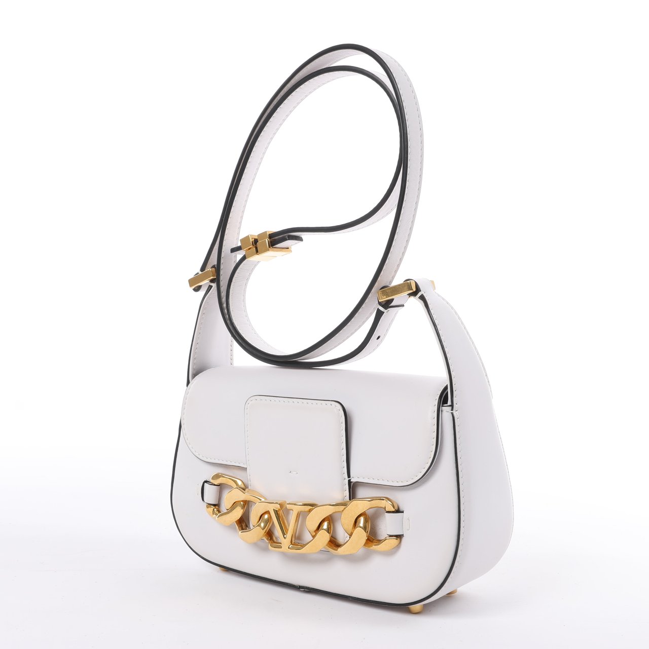 Valentino Garavani Valentino Garavani V logo Leather Shoulder bag in White Wit