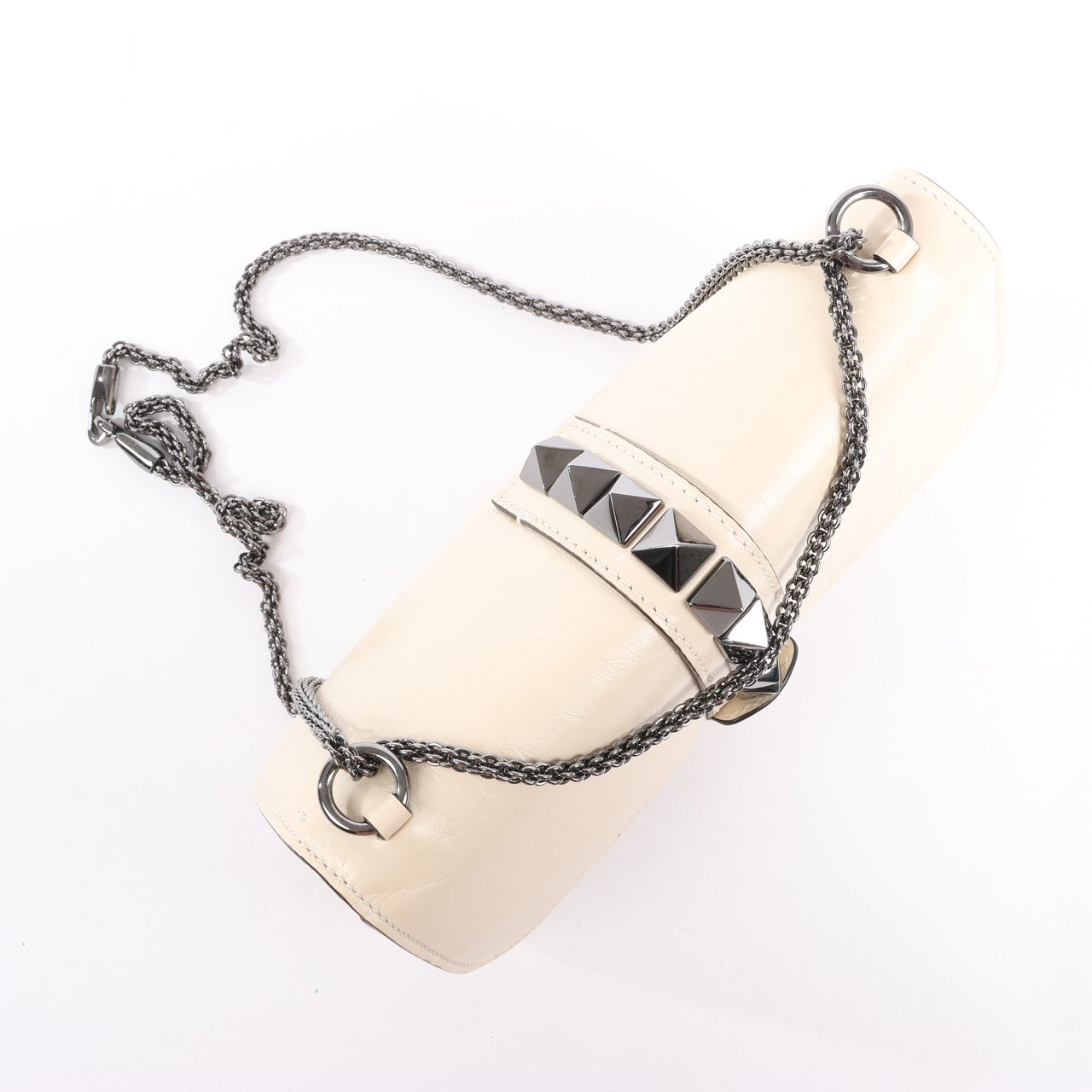 Valentino Garavani Valentino Rockstud Glam Lock Leather Chain Shoulder Bag in Beige Beige