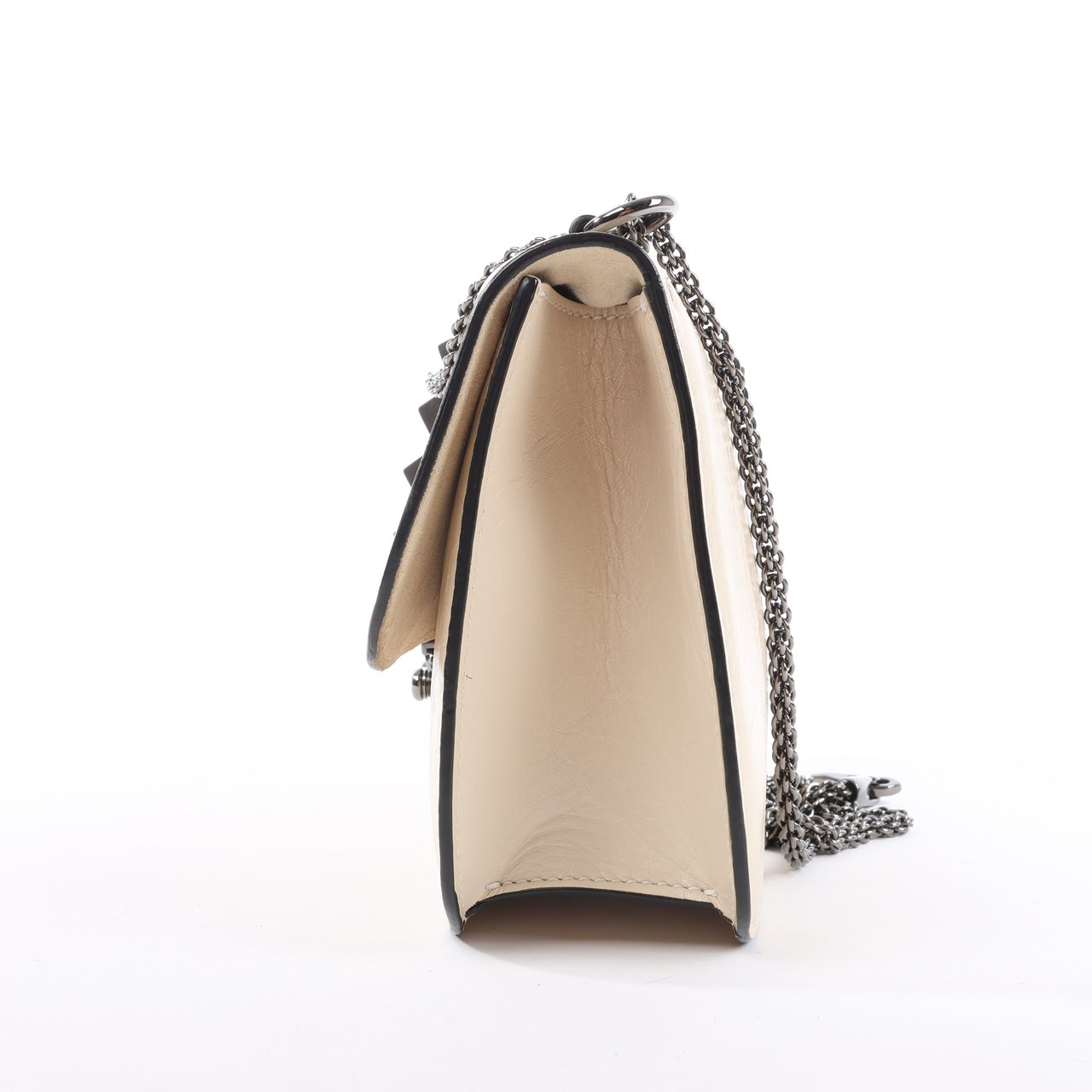 Valentino Garavani Valentino Rockstud Glam Lock Leather Chain Shoulder Bag in Beige Beige