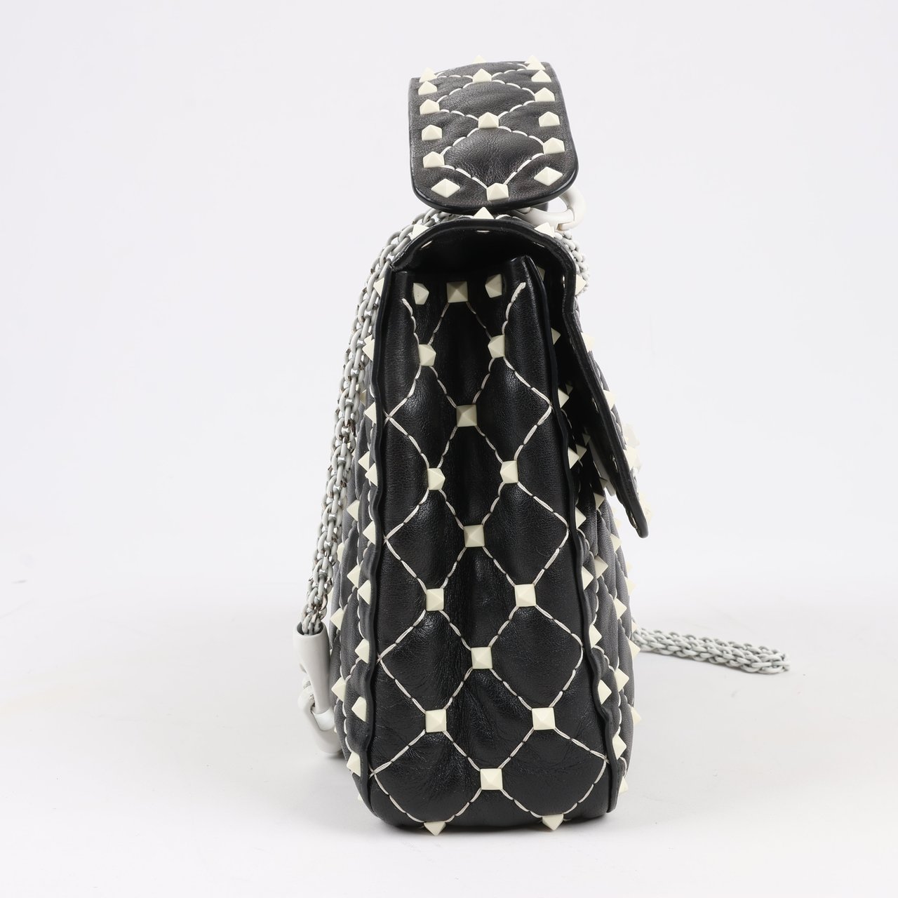 Valentino Garavani Valentino Rockstud Spike Chain 2Way Shoulder Bag in Black x White Divers