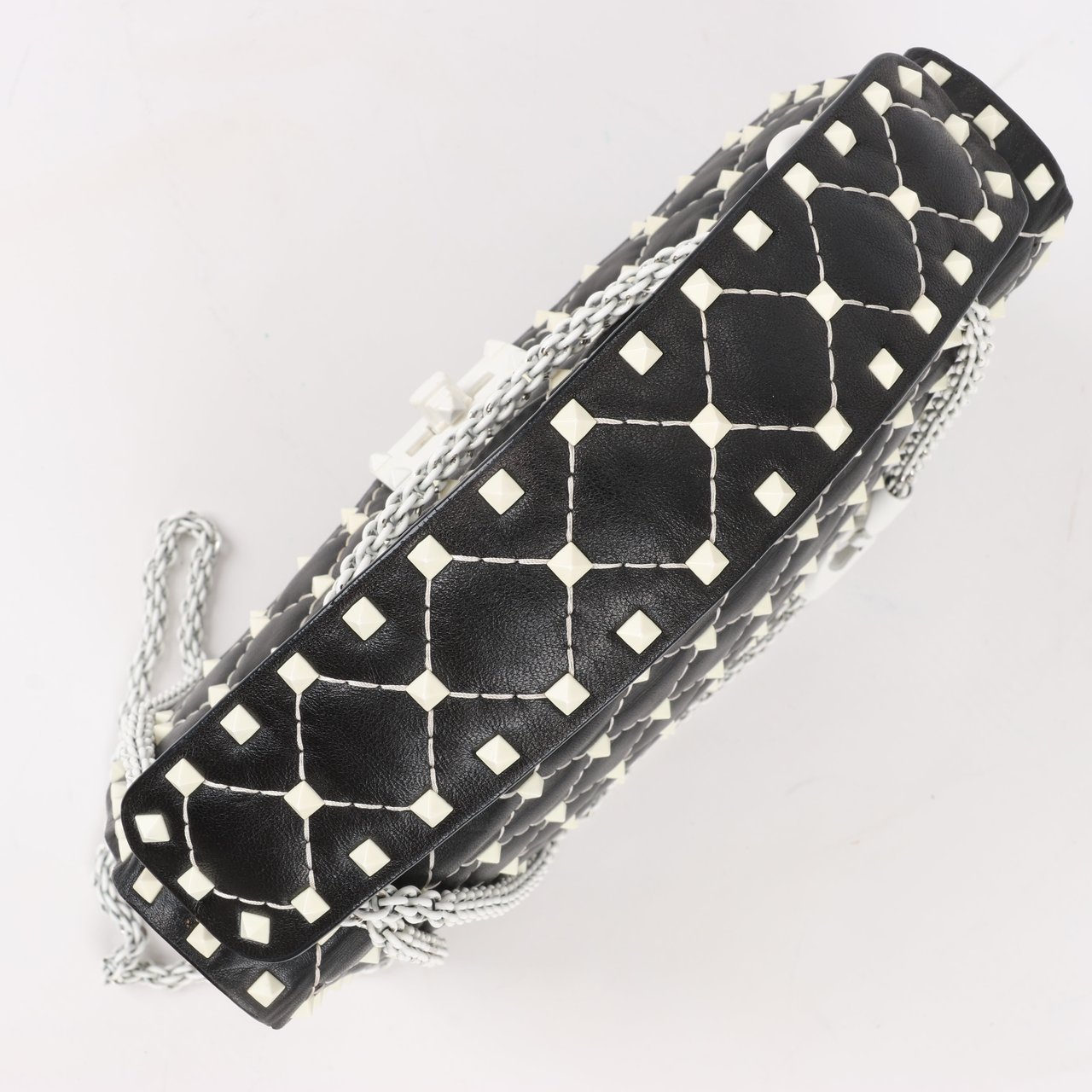 Valentino Garavani Valentino Rockstud Spike Chain 2Way Shoulder Bag in Black x White Divers