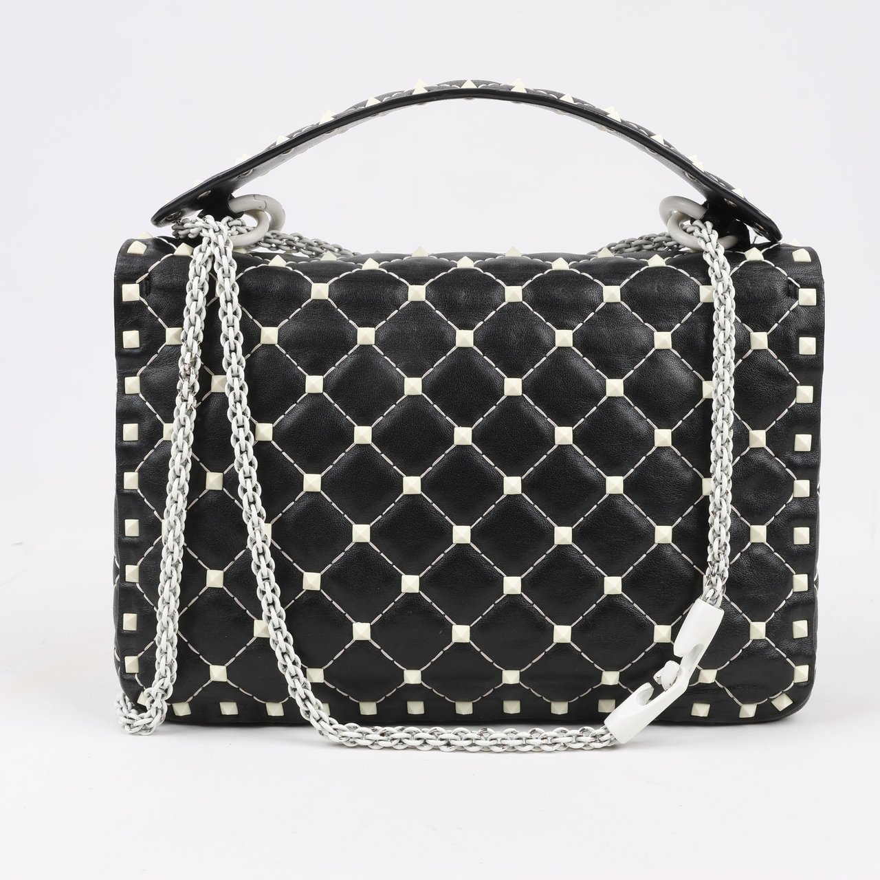 Valentino Garavani Valentino Rockstud Spike Chain 2Way Shoulder Bag in Black x White Divers