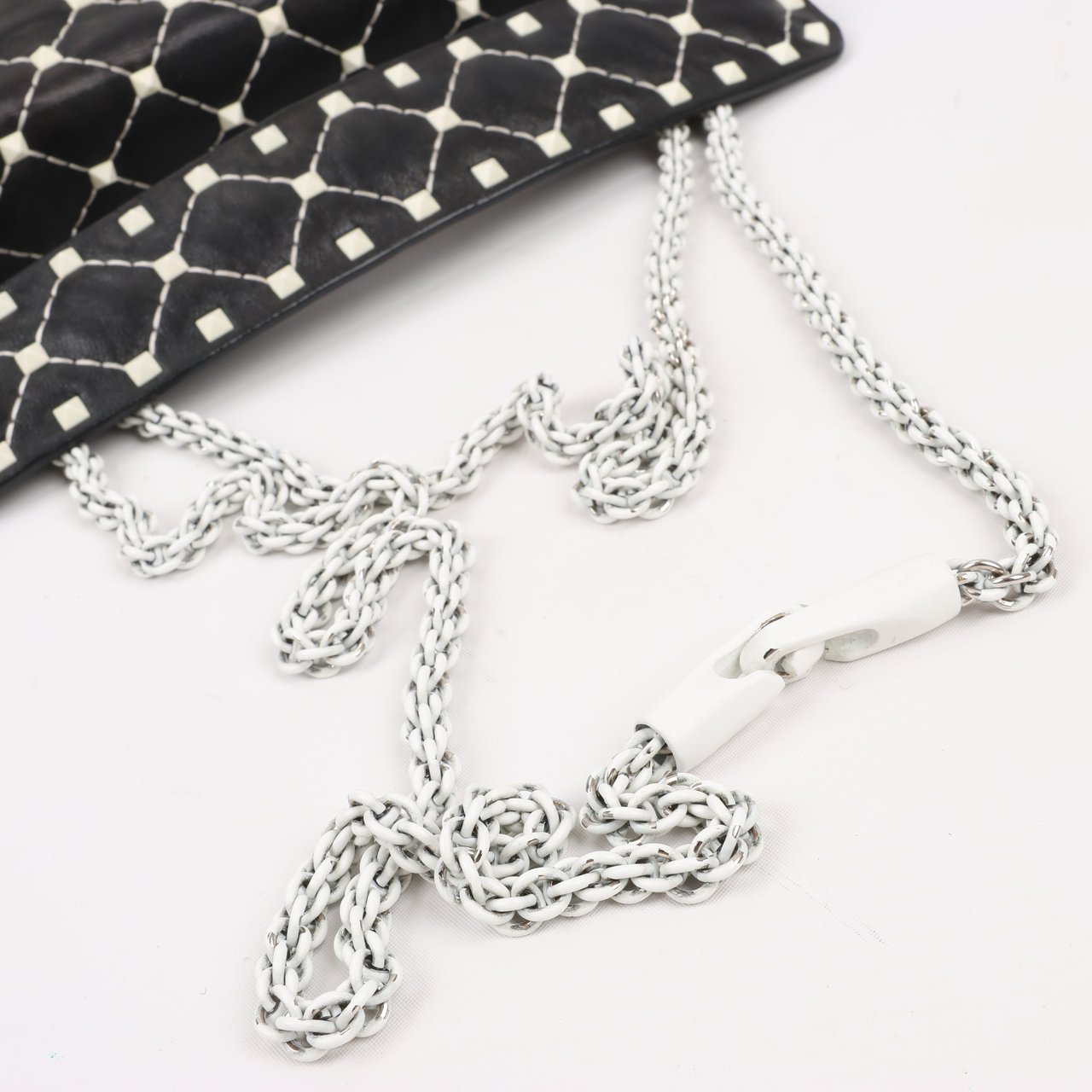 Valentino Garavani Valentino Rockstud Spike Chain 2Way Shoulder Bag in Black x White Divers