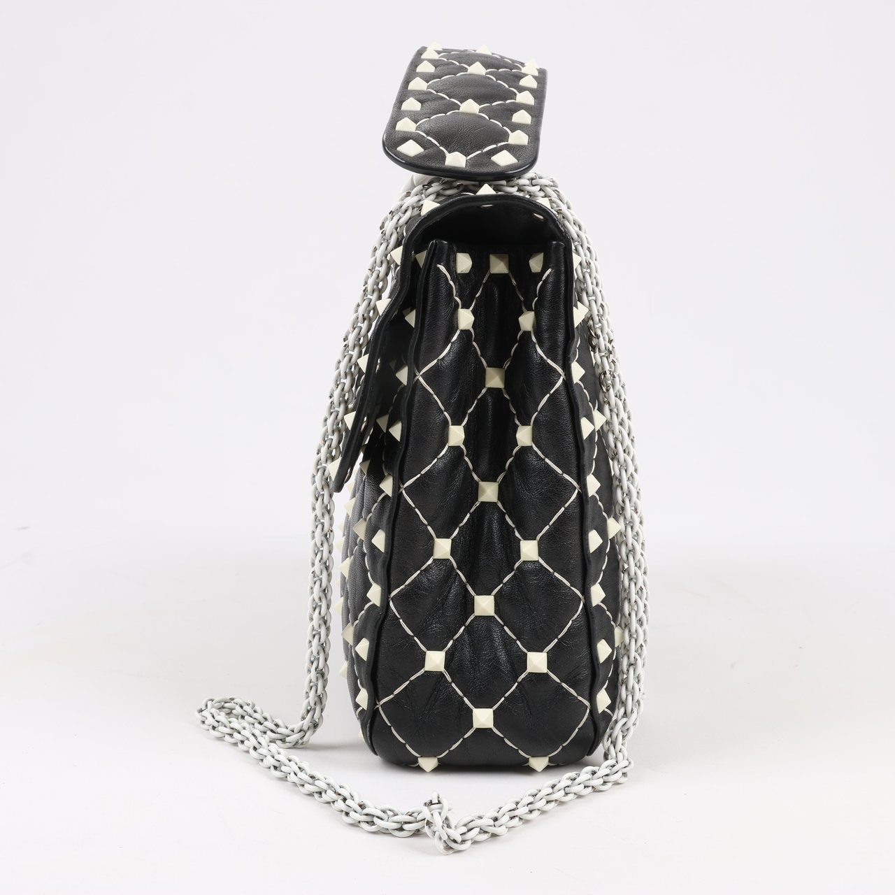 Valentino Garavani Valentino Rockstud Spike Chain 2Way Shoulder Bag in Black x White Divers