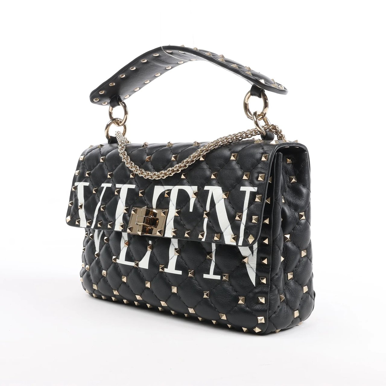 Valentino Garavani Valentino Garavani VLTN Rockstud Spike Chain Leather 2Way Shoulder Bag in Black Divers